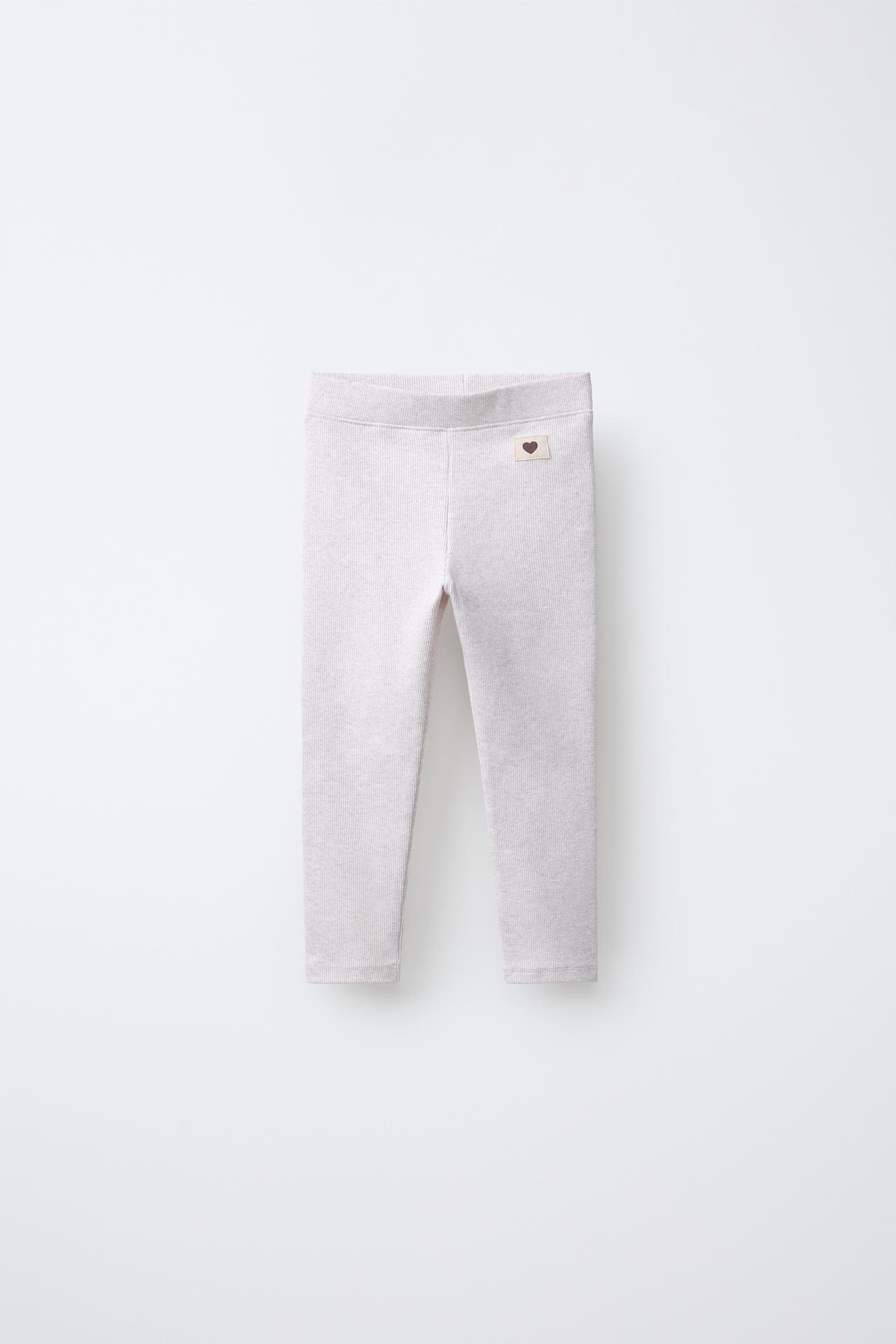 RIBBED LEGGINGS WITH LABEL — Sand / Marl