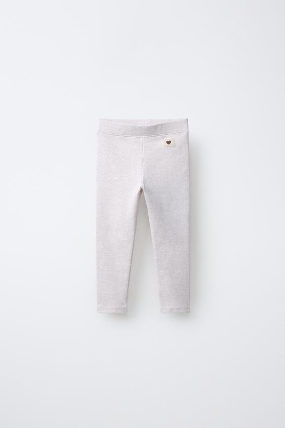 RIBBED LEGGINGS WITH LABEL - Sand / Marl by Zara - Image 0