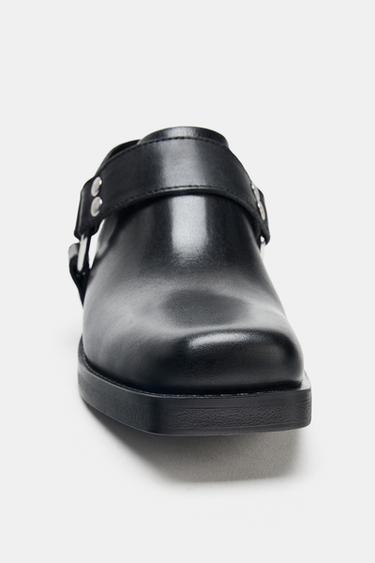 SABOTS BIKER EN CUIR - Noir de Zara - Image 4
