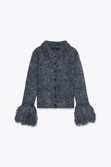 CHAQUETA PUNTO MANGAS FLECOS - Azul vigoré de Zara