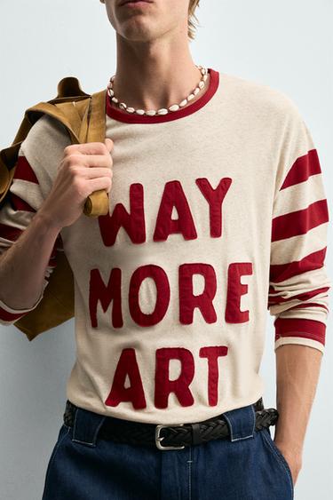 T-SHIRT COMBINÉ RAYURES - Beige de Zara - Image 4