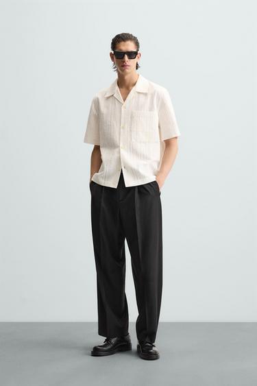 Zara STRIPED JACQUARD SHIRT - White - Image 0