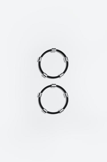 Zara BEADED HAIR ELASTICS - TINTED LEATHER