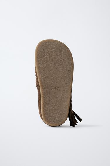 LEATHER FRINGED BOOTS - Brown by Zara - Image 7