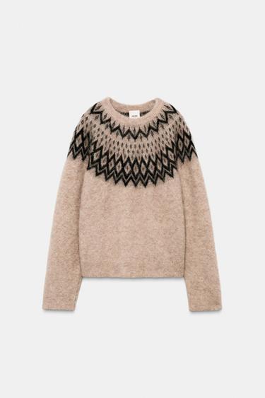 JUMPER WITH ALPACA JACQUARD SKI COLLECTION - Ecru by Zara