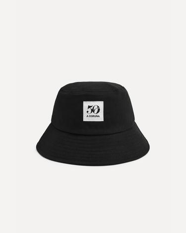 Zara 50TH ANNIVERSARY PATCH BUCKET HAT - Black