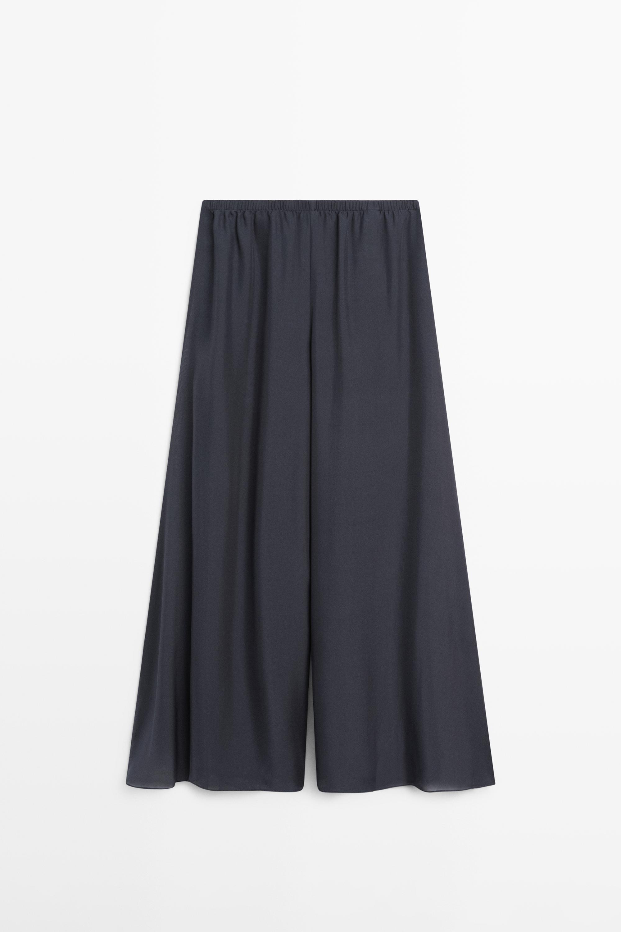 Flowing voluminous 100% silk trousers