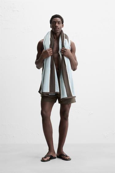Zara STRIPED BEACH TOWEL - Brown-Blue
