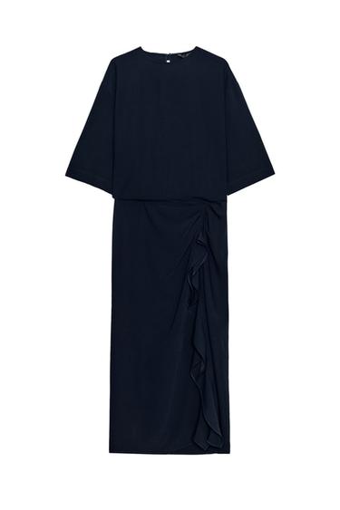 ZW COLLECTION DRAPED MIDI DRESS - Navy blue by Zara