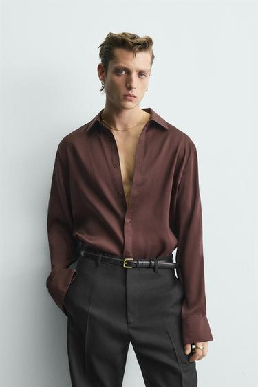 CHEMISE RELAXED FIT 100% SOIE LIMITED EDITION - Bordeaux de Zara