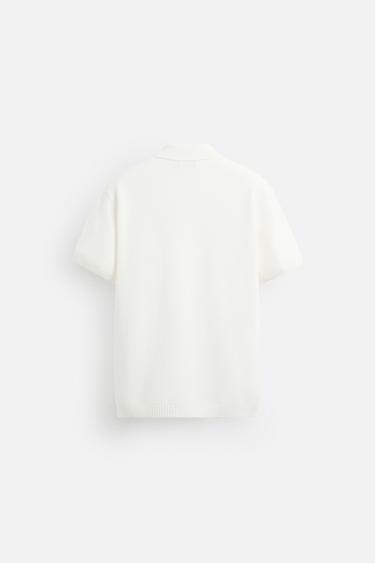 TEXTURED KNIT POLO SHIRT - Ecru by Zara - Image 7