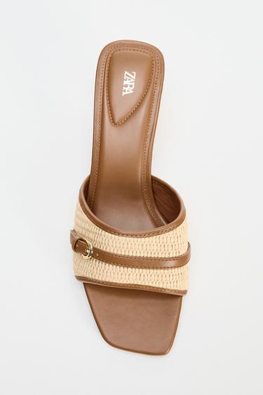 صندل بكعب ومزيج - بيج فاتح by Zara