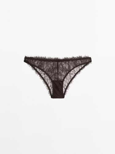 Floral lace briefs — Brown 1