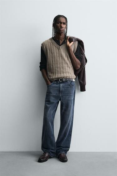 Zara REVERSIBLE KNIT INSIDE OUT EFFECT VEST - Sand - Image 0