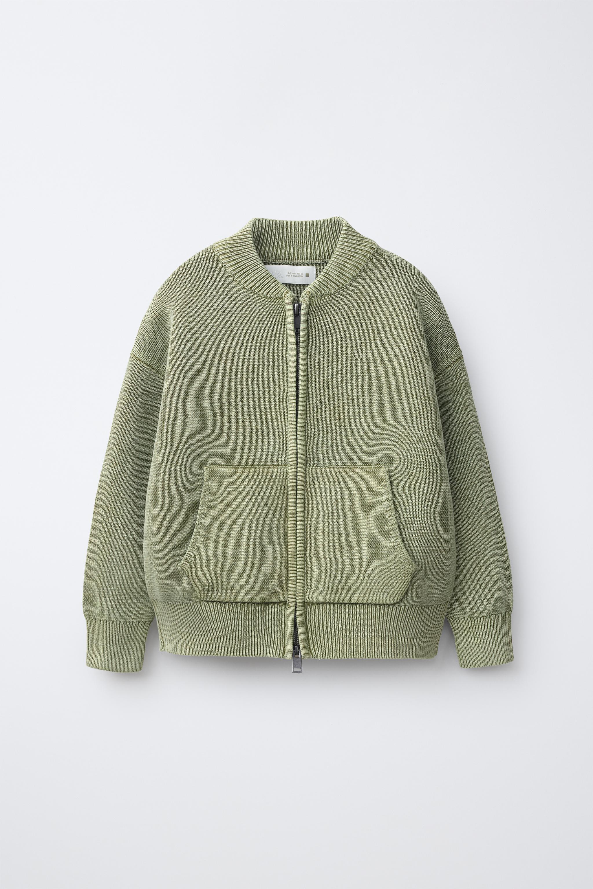 ACID WASH KNIT CARDIGAN — Washed green