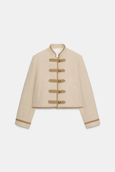 TOGGLE SHOULDER PAD JACKET - Beige by Zara - Image 6