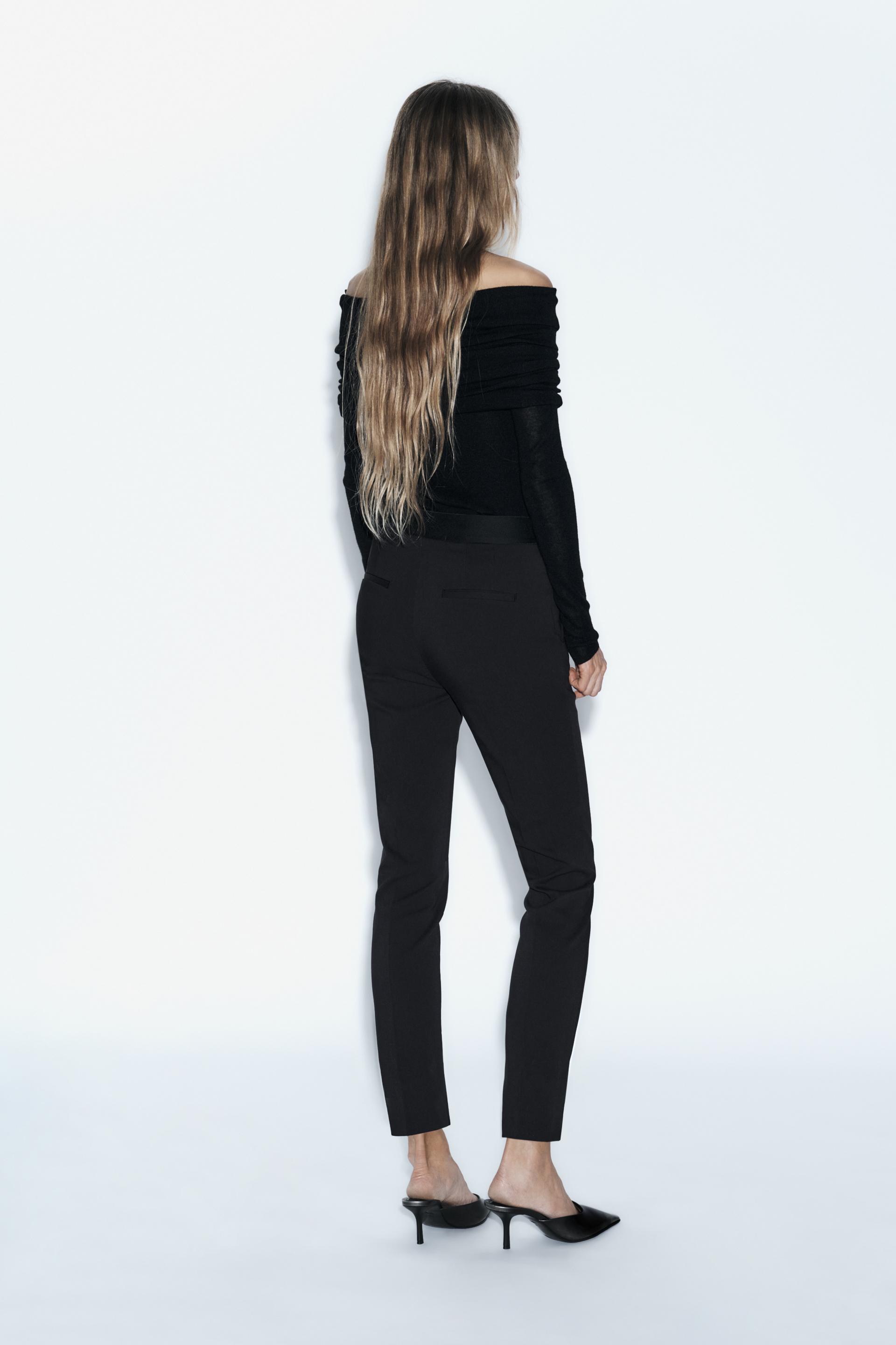 LEGGINGS WITH A WIDE ELASTIC WAISTBAND - Black