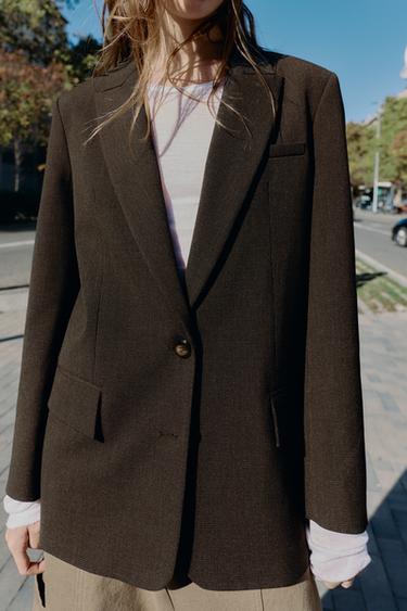 BLAZER HOMBRERAS BOTÓN ESPALDA - Marrón de Zara