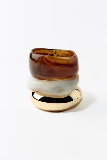 LOT DE 3 BRACELETS RIGIDES - Doré de Zara