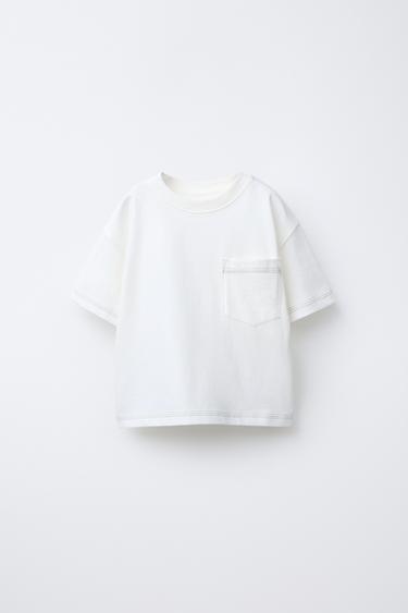 CAMISETA BOLSILLO PESPUNTES - Blanco de Zara