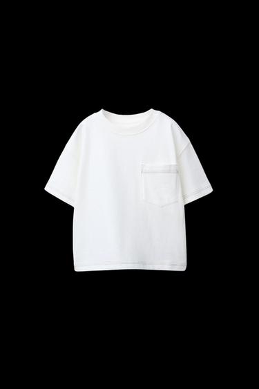 CAMISETA BOLSILLO PESPUNTES - Blanco de Zara - Imagen 0