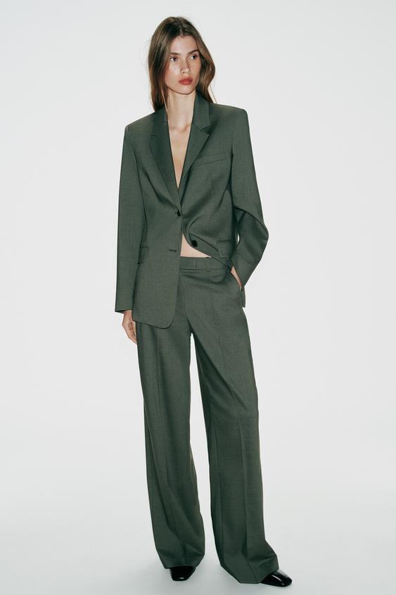 БРЮКИ ПРЯМОГО КРОЯ СО СРЕДНЕЙ ПОСАДКОЙ — МЯГКИЙ ЗЕЛЕНЫЙ от Zara — изображение 0