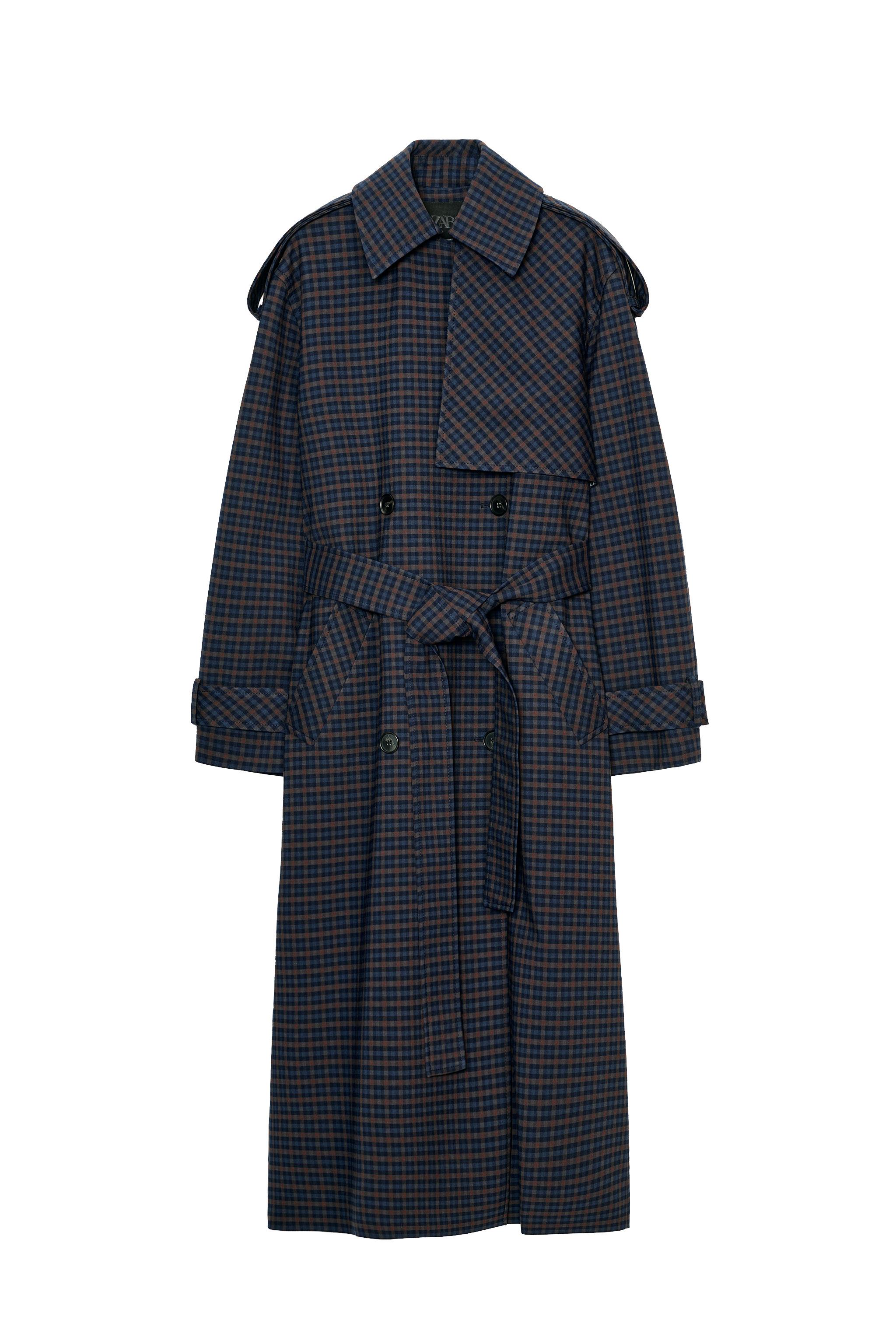 PLAID TRENCH COAT ZW COLLECTION LIMITED EDITION - Brown-Blue