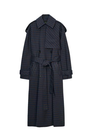 CHECK TRENCH COAT ZW COLLECTION LIMITED EDITION - Brown-Blue by Zara