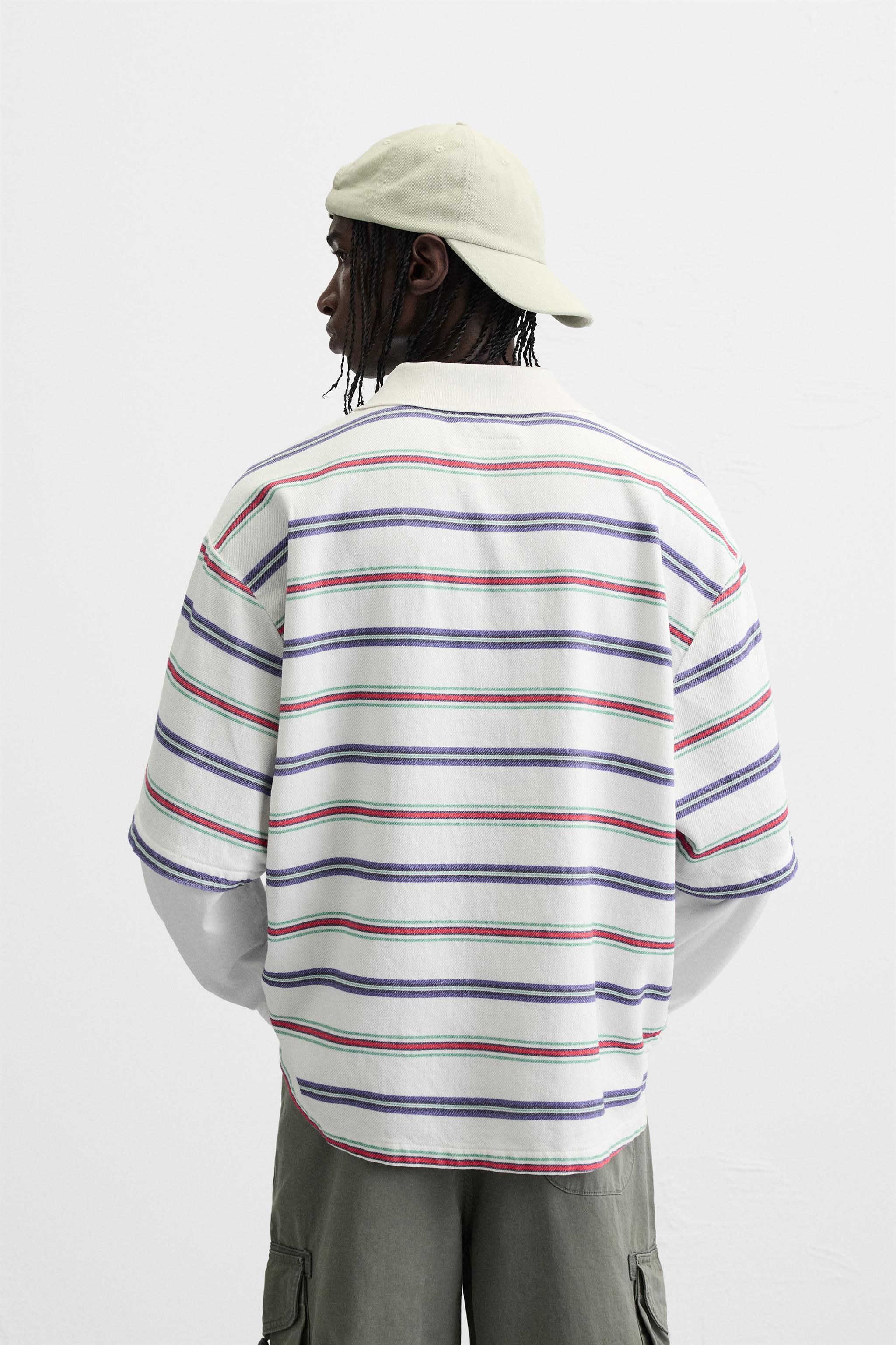 STRIPED LAYERED EFFECT POLO SHIRT - striped | ZARA Canada STRIPED LAYERED EFFECT POLO SHIRT - striped | ZARA Canada
