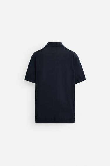 POLO EN MAILLE DE COTON ET SOIE - Bleu marine de Zara - Image 7