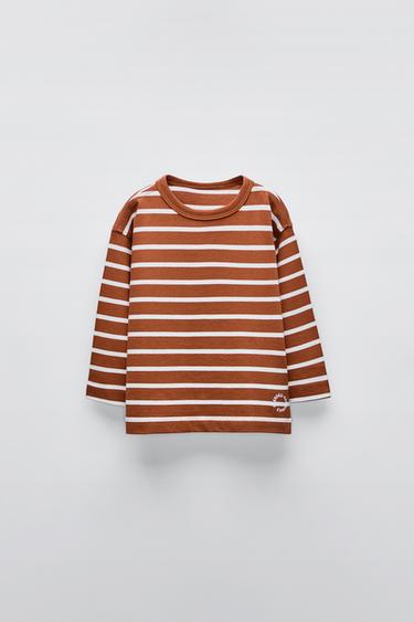 HEAVY WEIGHT STRIPED T-SHIRT - Light brown by Zara