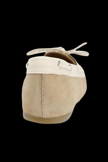 MOCASIN COMBINADO CORDONES ANTE - Blanco Crudo de Zara