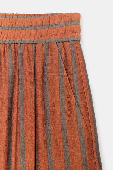 PANTALON À RAYURES ET TAILLE ÉLASTIQUE - Orange brûlé de Zara - Image 7