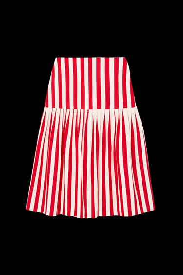 LIMITED EDITION STRIPED MIDI SKIRT - White / Red by Zara