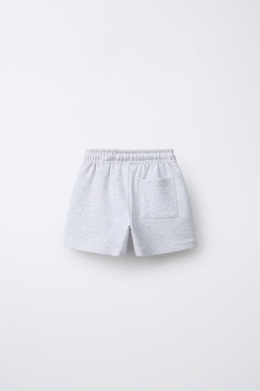 BASIC BERMUDA SHORTS WITH SLOGAN PRINT - Grey marl by Zara
