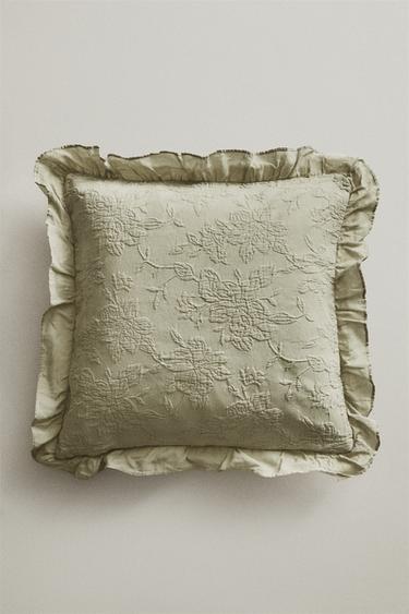 HOUSSE DE COUSSIN JACQUARD VOLANT - Vert de Zara - Image 4