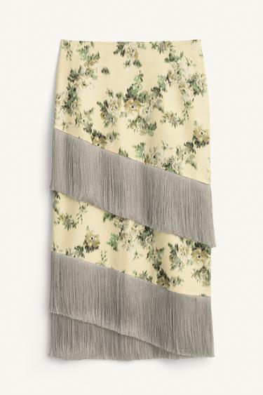 LIMITED EDITION FLORAL FRINGED SKIRT - Printed by Zara - Image 6