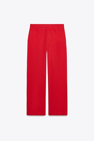 ДЖИНСИ-ЧІНОСИ ZW COLLECTION ІЗ СЕРЕДНЬОЮ ПОСАДКОЮ - Червоний Zara