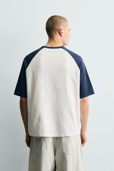 COLOUR BLOCK PRINT KNIT T-SHIRT - Ecru by Zara - Image 2