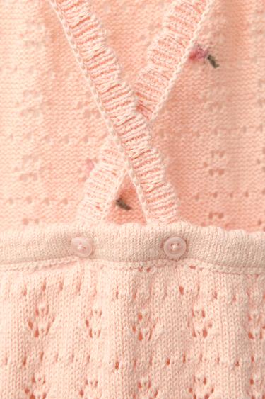 BODY EN MAILLE AJOURÉE À FLEURS BRODÉES - Pêche de Zara - Image 3