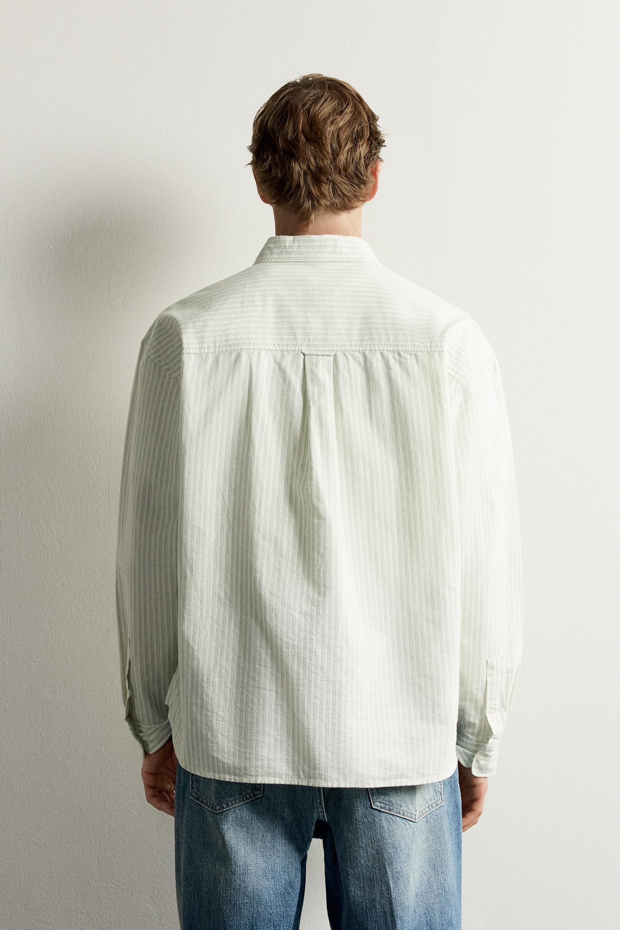Мужские рубашки Zara RELAXED FIT OXFORD SHIRT — фото 3