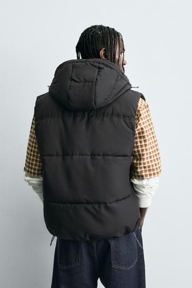 GILET SANS MANCHES MATELASSÉ À CAPUCHE - Noir de Zara - Image 2