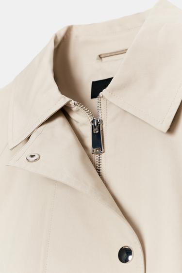 CROPPED DOUBLE-BREASTED TRENCH COAT - Stone by Zara - Image 9
