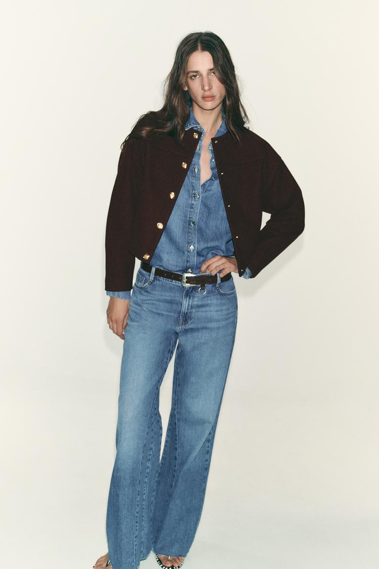 CAZADORA SOFT BOTONES DORADOS Burgundy ZARA Estados Unidos de