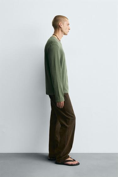 JERSEY COTON DÉLAVÉ - vert délavé de Zara - Image 3