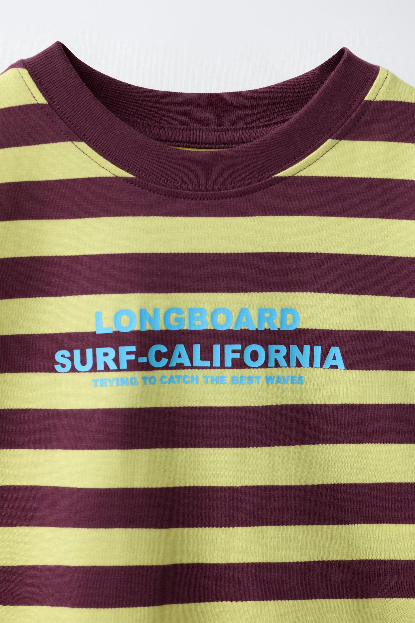Детская футболка Zara Striped Text Print, цвет: Яркий жёлтый — фото 3