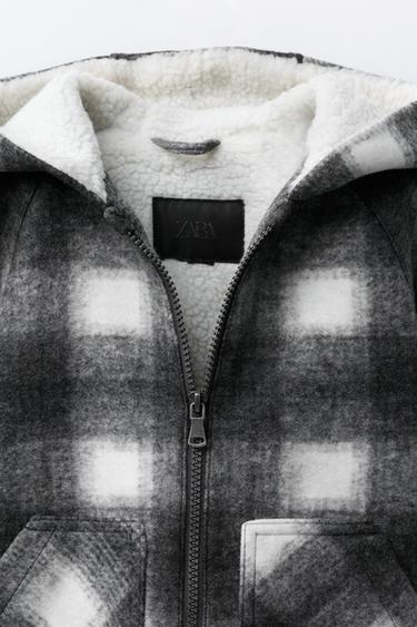 MANTEAU EFFET MOUTON À CARREAUX - Écru / Noir de Zara - Image 4