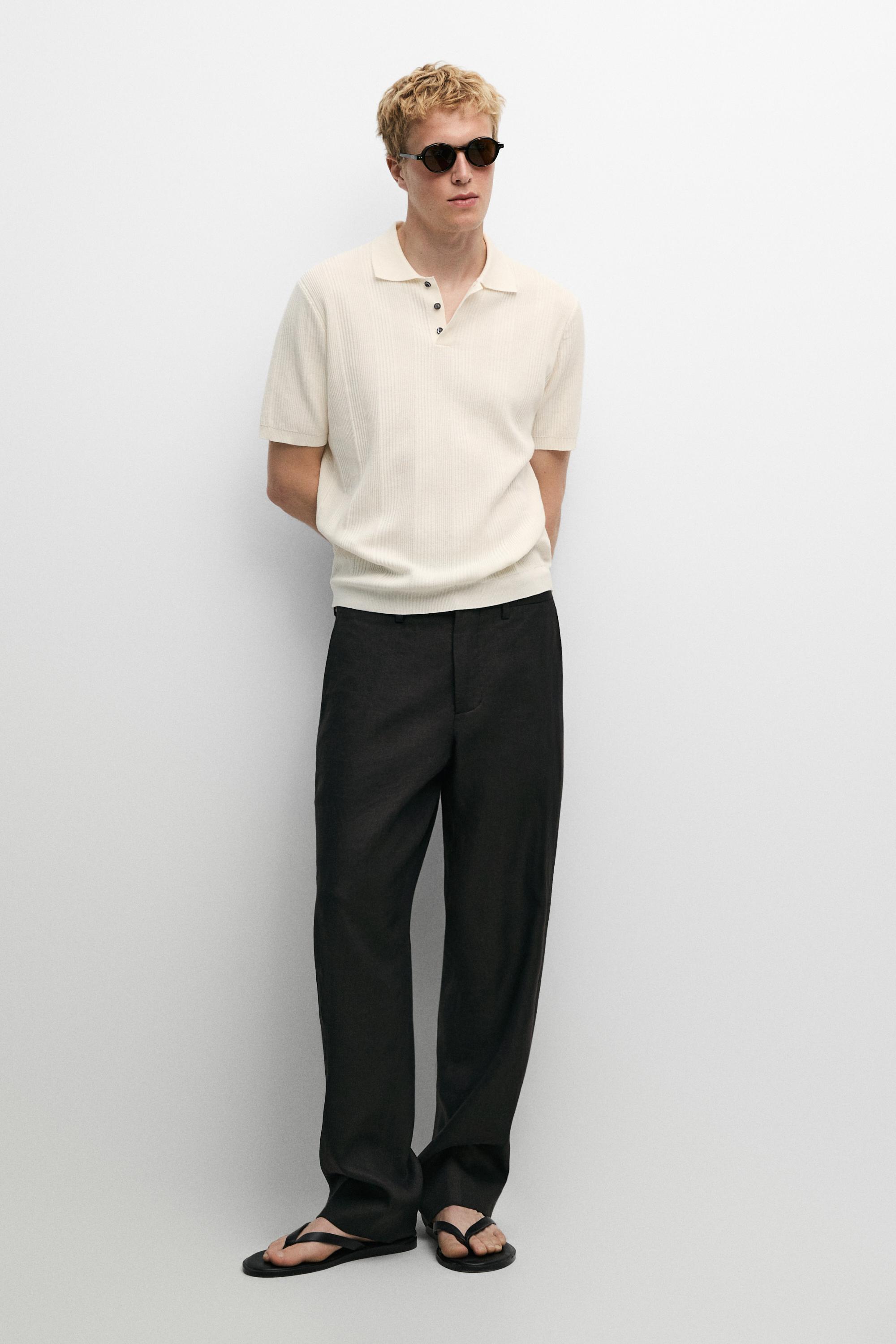 100% cotton textured striped knit polo shirt