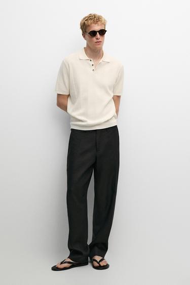 Polo punto rayas textura 100% algodón - Crudo de Zara