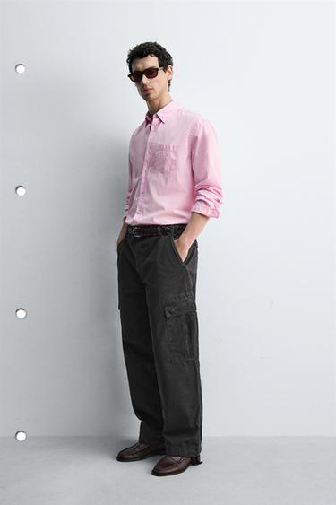 WASHED RELAXED FIT CARGO TROUSERS - Blue by Zara